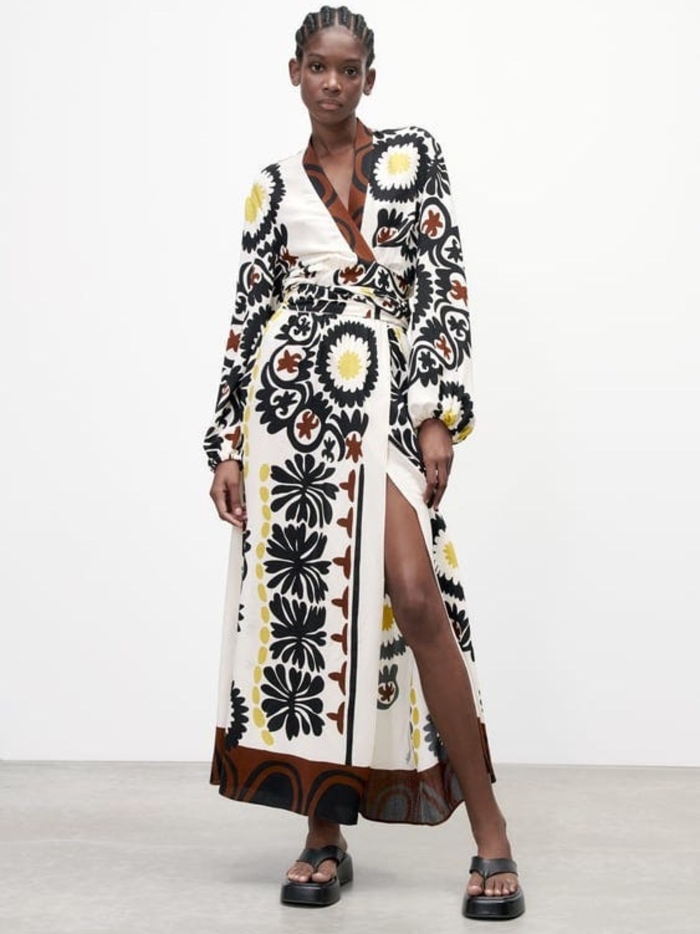 Zara Woman Printed Wrap Midi Dress NWT Size L